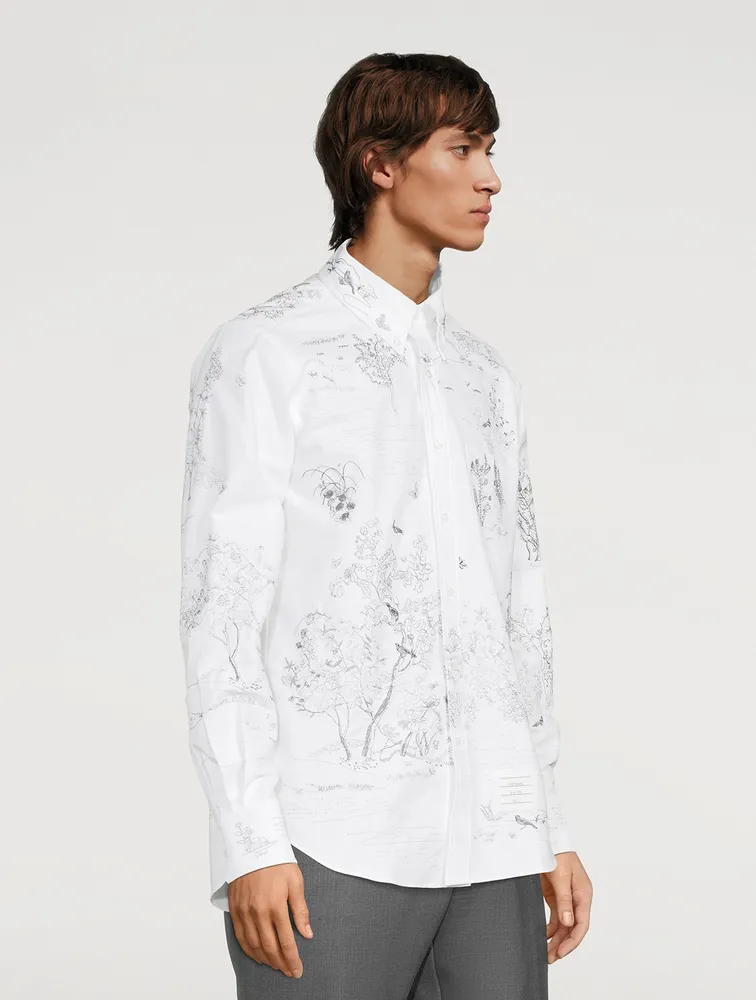 THOM BROWNE Sketchy Stitch Floral Toile Shirt