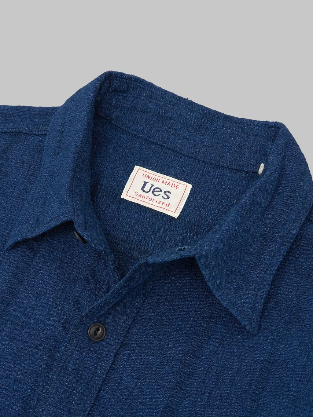 UES Twisted Yarn Triple Stitch Indigo Shirt