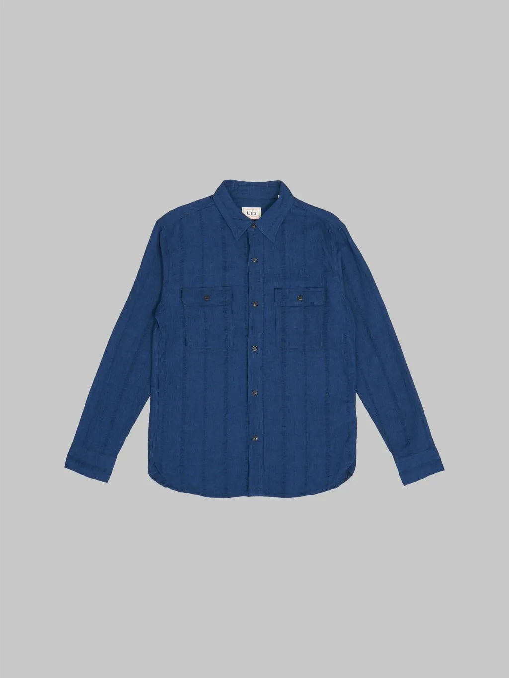 UES Twisted Yarn Triple Stitch Indigo Shirt