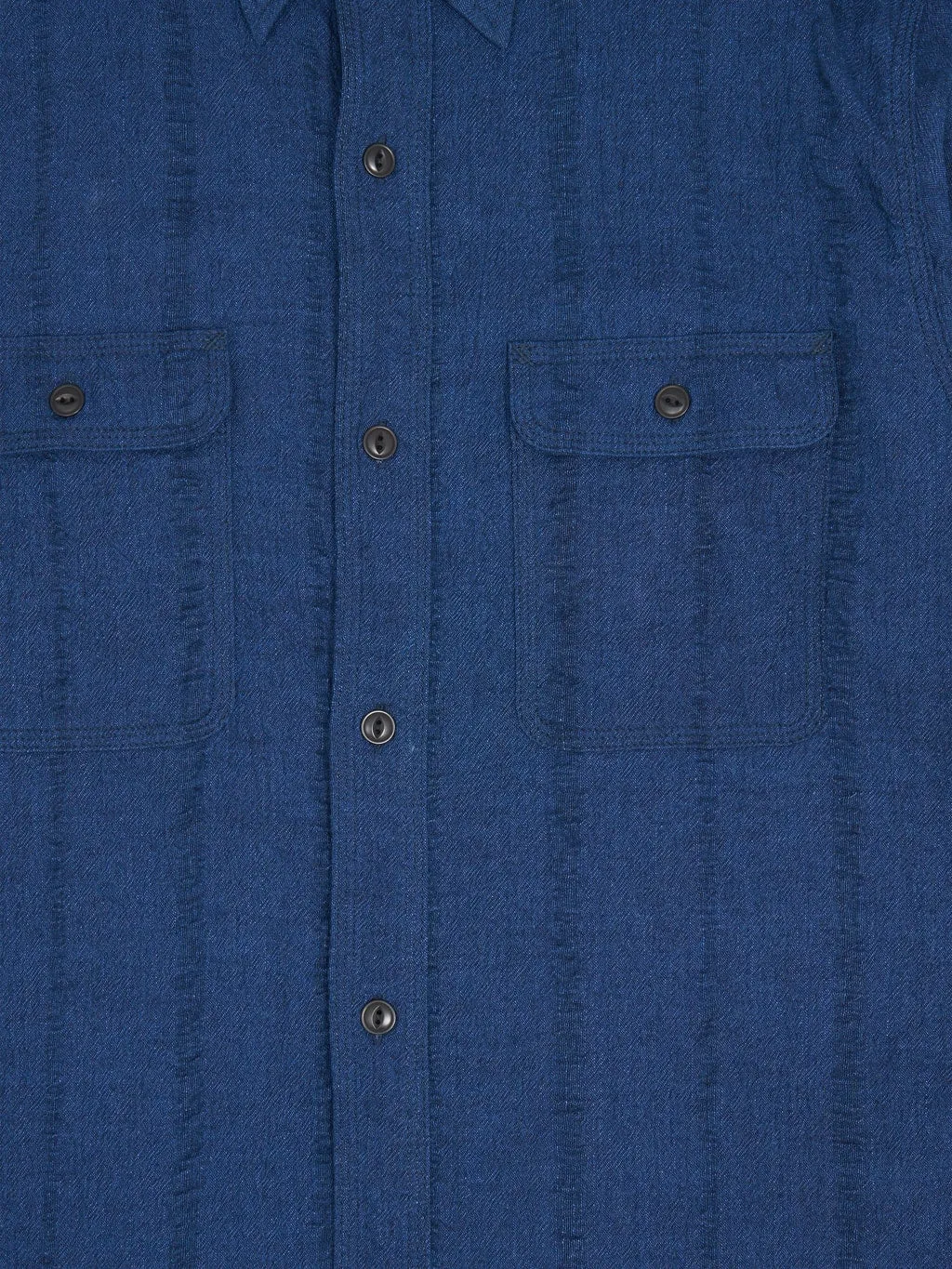 UES Twisted Yarn Triple Stitch Indigo Shirt