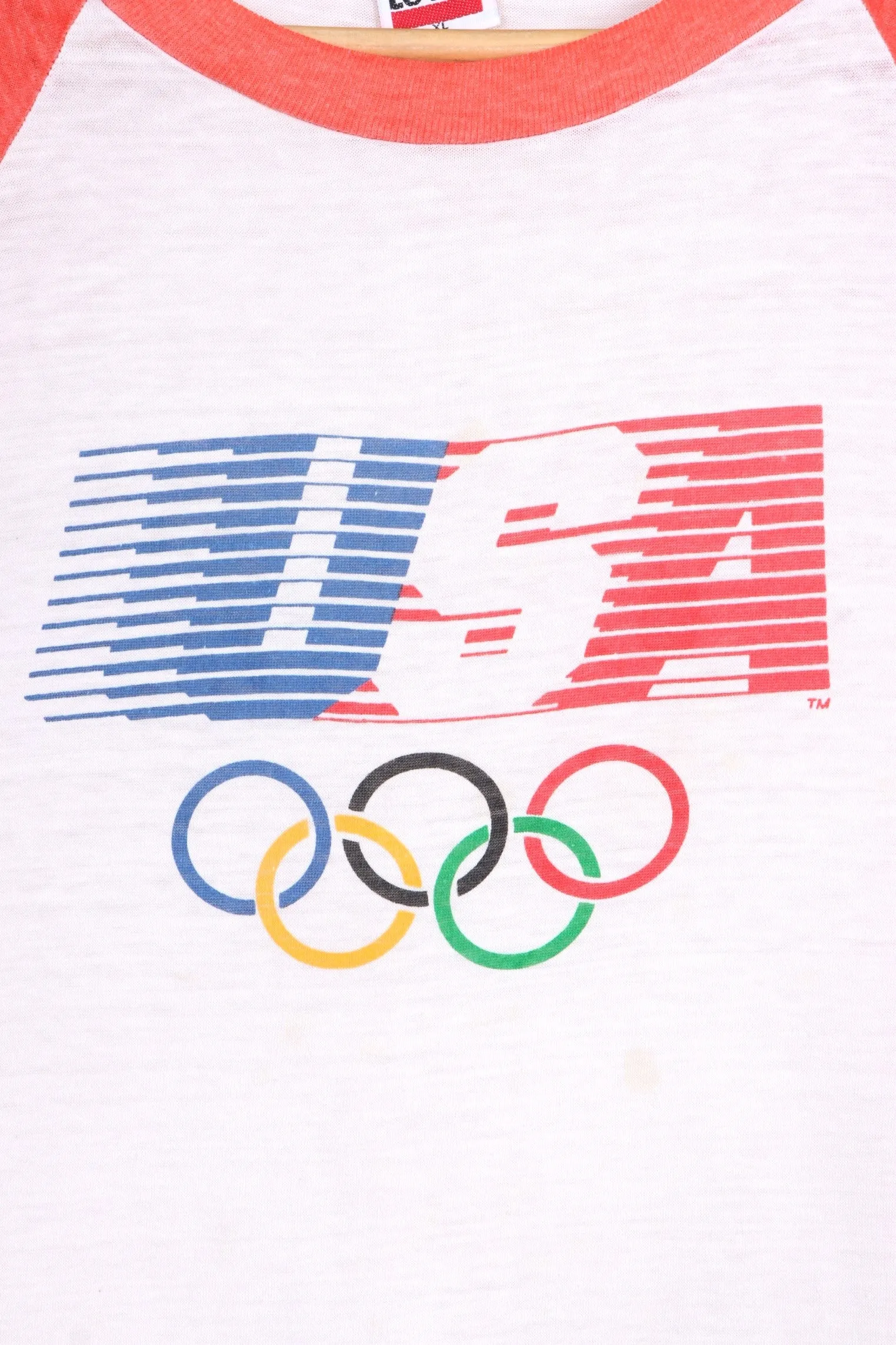 Vintage LEVI'S Olympics Team USA 80s Single Stitch Paper Thin Raglan T-Shirt (L)