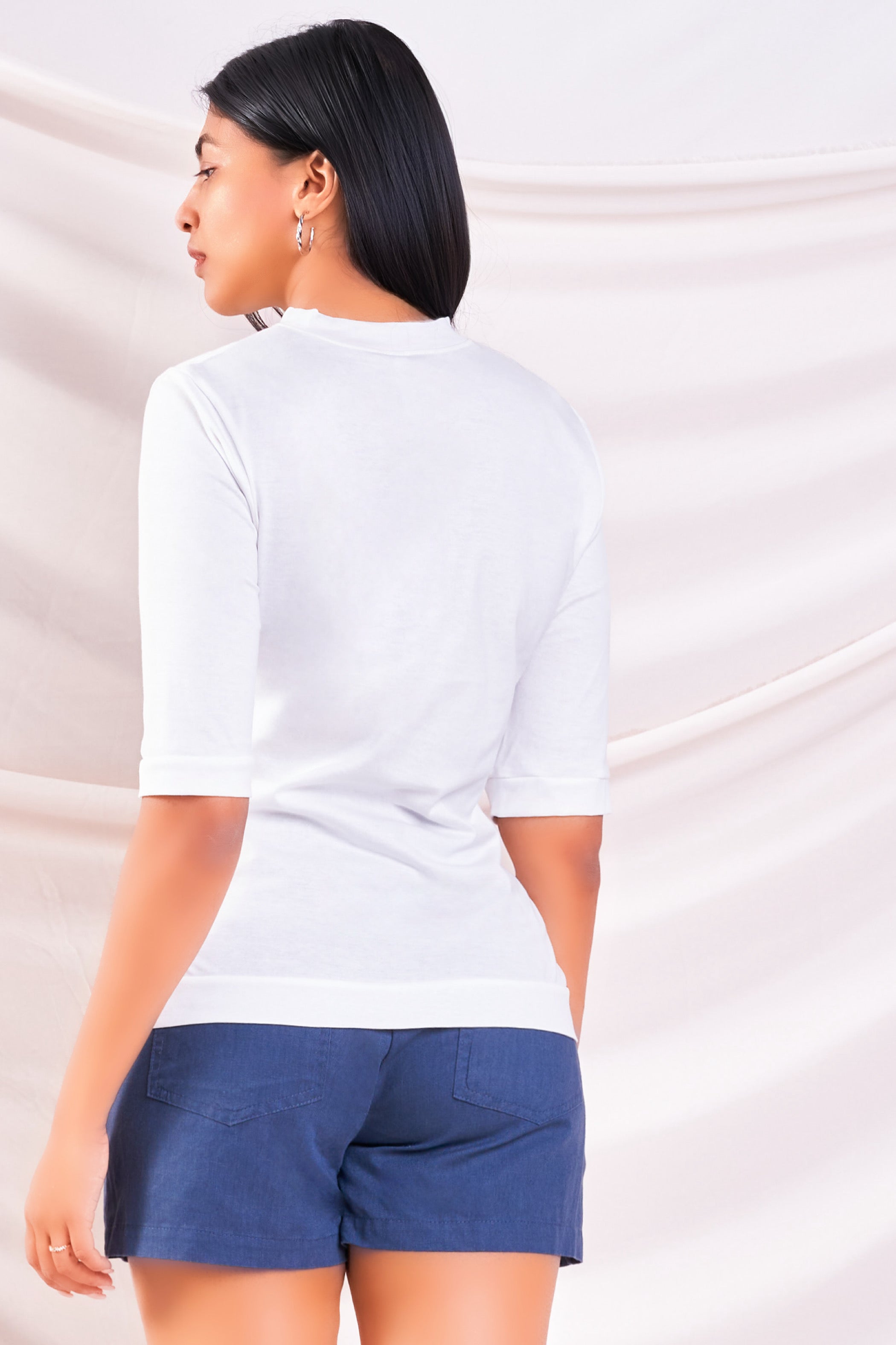 White Round Neck Tee