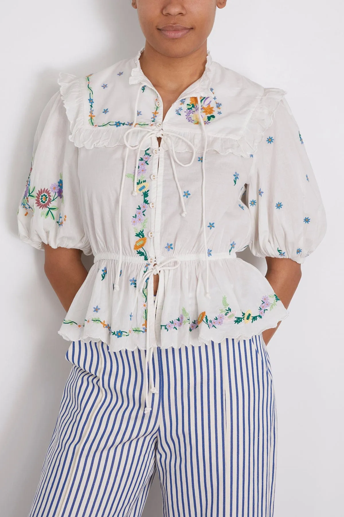 Willa Embroidered Blouse in Ivory