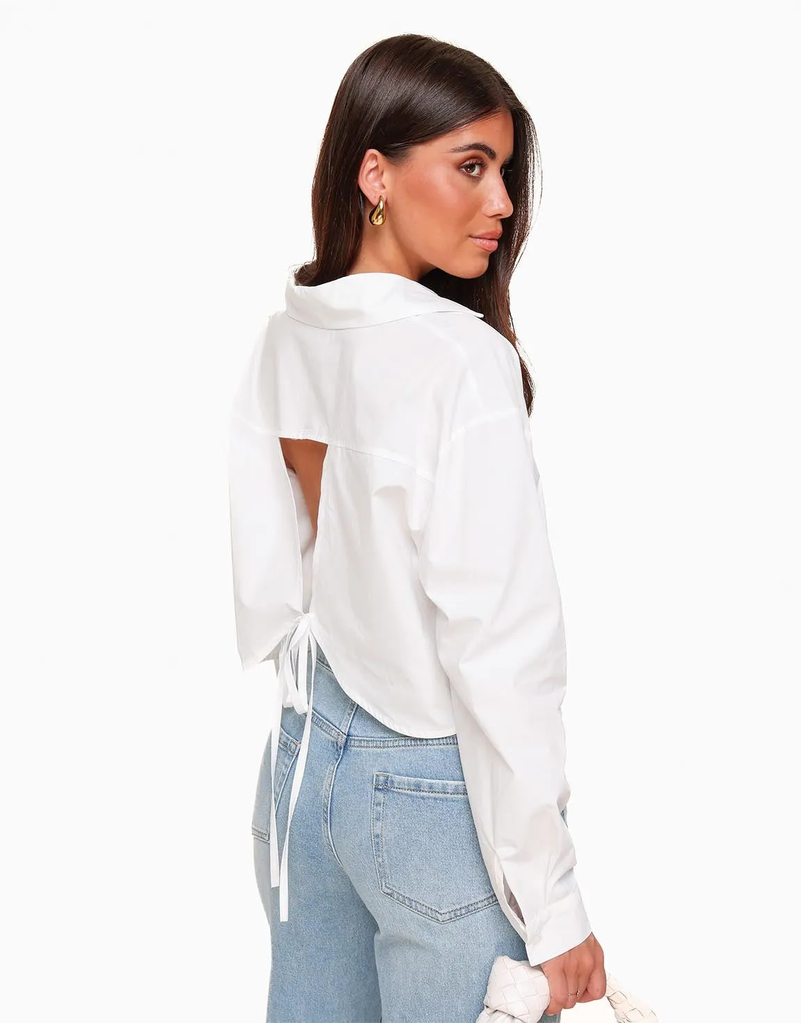 Witte Strikjes Achterkant Cropped - Blouse