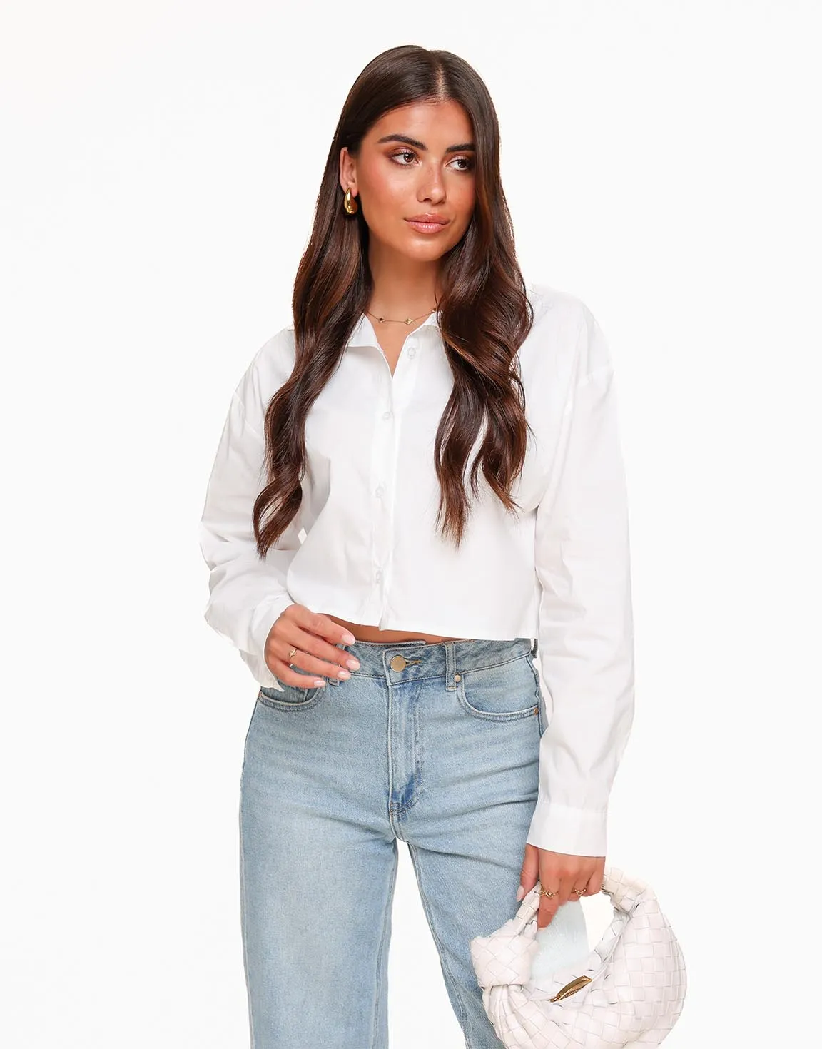 Witte Strikjes Achterkant Cropped - Blouse