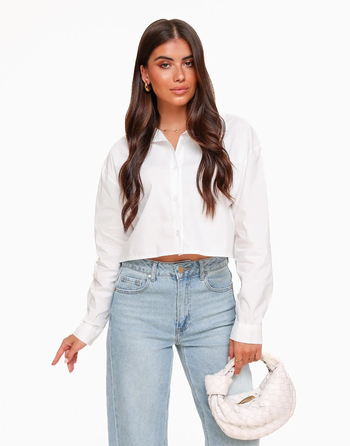 Witte Strikjes Achterkant Cropped - Blouse