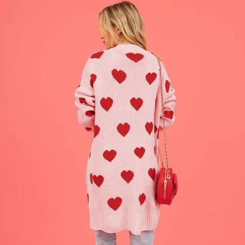 Women's Cardigan Long Sleeve Sweaters & Cardigans Jacquard Streetwear Heart Shape