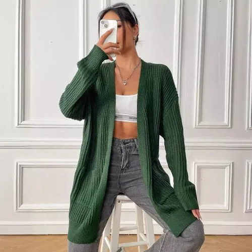 Women's Cardigan Long Sleeve Sweaters & Cardigans Streetwear Solid Color