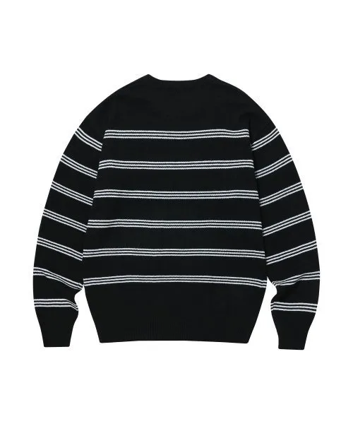 WOOALONG  |Crew Neck Stripes Unisex Blended Fabrics Street Style