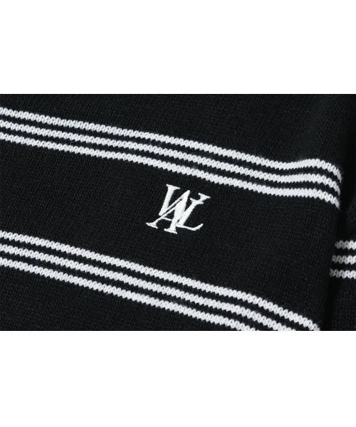 WOOALONG  |Crew Neck Stripes Unisex Blended Fabrics Street Style