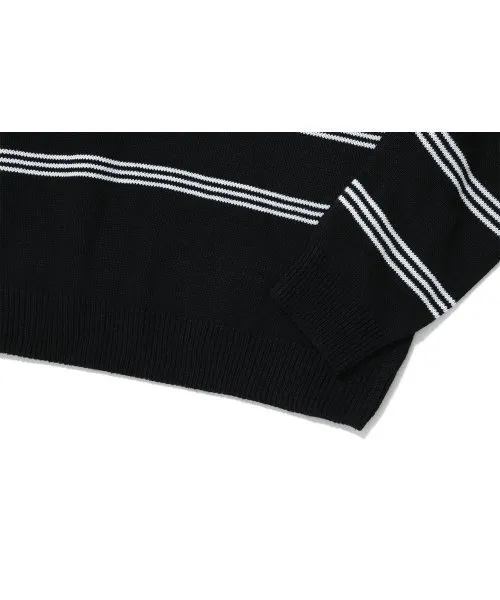 WOOALONG  |Crew Neck Stripes Unisex Blended Fabrics Street Style