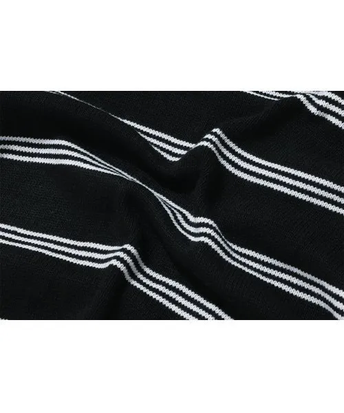 WOOALONG  |Crew Neck Stripes Unisex Blended Fabrics Street Style