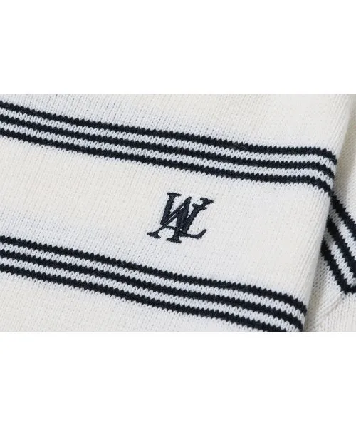 WOOALONG  |Crew Neck Stripes Unisex Blended Fabrics Street Style