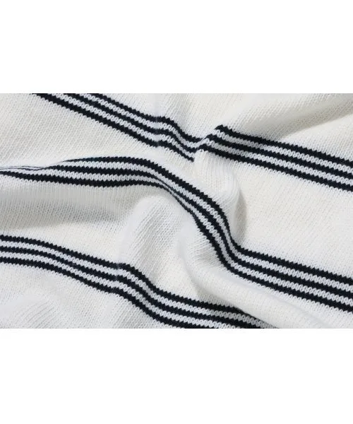 WOOALONG  |Crew Neck Stripes Unisex Blended Fabrics Street Style